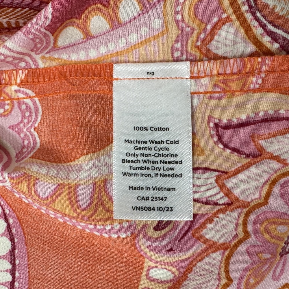 Talbots Sutton Shirt Dress, Sz 8, Pink & Orange Paisley Cotton Belted Pockets - Picture 12 of 13